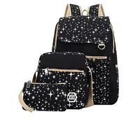 Designer Backpack Purse for Women Small Student Reading Backpack Polka Dot Backpack Handbag Pen Bag Three Set (Black, One Size)