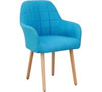 Designer Blue Kitchen Dining Chairs - Stylish Cafe Clubhouse Lounge Chair with Wooden Accent Comfortable Cloth Upholstery for Home & Hotel Use.