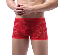 Designer Boxers for Men Men's Classic Boxer Breathable Stretch Boxer Trunk with Pouch Sexy Panty Christmas Underwear Men Casual Retro Shorts Trunk Underwear Stretch Trunks Underwear Brief Red