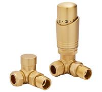 Designer Brushed Brass Thermostatic Radiator Valve TRV - Corner