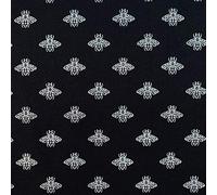 Designer Bumblebee Bees Digital Foil Print Design Cotton Rich Linen Look Fabric Curtains Blinds Craft Quilting Patchwork Upholstery | 55" - 140 cm Wide (per Half Metre, Black/Silver)