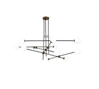 Designer Chandelier Post Modern Gold luxu Industrial Chandeliers LED Iron Rod Pipe Simple Kitchen loft Interior Glass Ball Light(Cold,12 Headed Light)