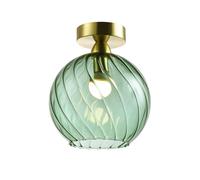 Designer Chic Ceiling Light with Brushed Base and Glass Shade Happy Homewares Green One Size