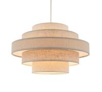 Designer Chic Five Tier Ceiling Pendant Lighting Shade with Natural Oatmeal and Beige Linen Fabric | 35cm Diameter by Happy Homewares