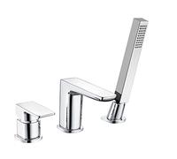 Designer Chrome Bath Filler Taps with Shower Handset Mixer 3 Tap Hole