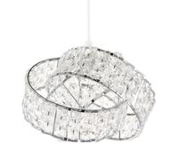 Designer Chrome Plated Triple Ring Pendant Shade with Square Beads Happy Homewares Silver One Size