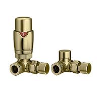Designer Corner TRV Thermostatic Towel Rail Radiator Valves 15mm Brushed Brass