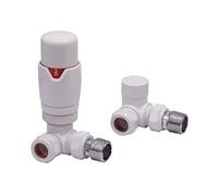 Designer Corner TRV Thermostatic Towel Rail Radiator Valves 15mm White | Energy Saving |