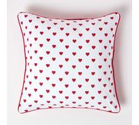 Homescapes Cotton Red Hearts Cushion Cover, 60 X 60 Cm