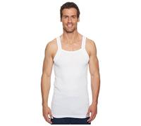 Designer Cut Mens 100% Organic Cotton Ribbed Vest Cotton Vests Vest Gym Fitted (Small, White 5 Piece)