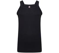 Designer Cut Mens 100% Organic Cotton Ribbed Vest Cotton Vests Vest Gym Fitted (XL, Black 5 Piece)