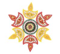 Designer Diya Floor Rangoli Reusable Rangoli Acrylic Indian Traditional Cultural Home Decor Gift for Home Interior Floor Navratri Festival decor Decorations and Gifting (Size:- 7")(Red and Yellow)