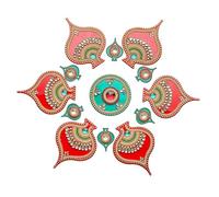 Designer Floor Rangoli Flower reusable Rangoli Acrylic Rangoli Home Decor Gift for Home Interior Floor Decoration Indian Traditional decor Decorations and gifting(Size:-13")(Red and Green)