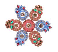 Designer Floor Rangoli Reusable Round Rangoli Acrylic Rangoli Indian Traditional Home Floor Decor Gift for Home Interior Floor Festival New year Decorations and Return Gifting (Size:-7")(Red,Blue)