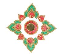 Designer Floor T-light Rangoli Reusable Round Acrylic Indian Traditional Diwali decorations for Home lights for outdoor Decor Gift for Home Interior Floor Festival and Gifting(Size:9")(Green and Pink)