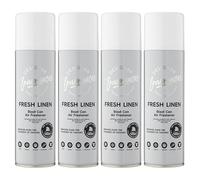 Designer Fragrances 4 Pack Fresh Linen Air Freshener Blast Cans - For Home & Vehicles - Natural Oils, Luxury Lasting Smell, Dry Mist Quick Release Spray - Deodorise & Neutralise Odours - 300ml