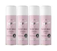 Designer Fragrances 4 Pack Tu Est Belle Air Freshener Blast Cans - For Home & Vehicles - Natural Oils, Luxury Lasting Smell, Dry Mist Quick Release Spray - Deodorise & Neutralise Odours - 300ml