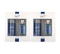 Designer Fragrances Savore Male Twin Gift Set - Includes 2 x 150ml Body Spray Deodorant Cans, 2 x 50ml Men’s Eau De Parfum Aftershave Spray - For Instant Freshness on The Go - Long Lasting Smells