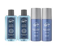 Designer Fragrances Savore Men's Bundle - Each Package Includes 2 x 150ml Body Spray Deodorant Cans - 2 x 250ml Shower Gels - For Instant Freshness - Long Lasting Smell - Great Male Gift Sets