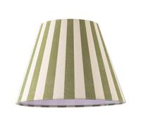 Designer Garden Olive Green and Oatmeal Linen Striped Coolie Lampshade with Off-White Fabric Inner Lining| 18cm x 25cm | for Ceiling Pendant or Lamp by Happy Homewares