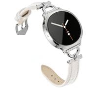 Designer Genuine Leather Band Compatible for Samsung Galaxy Watch 8 40mm/44mm, Replacement Strap for Galaxy Watch 8 Classic 46mm 2025 Women, White/Rose Gold