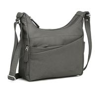 Designer Genuine Real Nappa Leather Handmade Women Ladies Travel Satchel Everyday Crossover Cross body Work iPad Shoulder Handbag Bag (Grey)