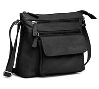 Designer Genuine Real Nappa Leather Handmade Women Ladies Travel Satchel Everyday Crossover Cross body Work Shoulder Handbag Bag (Black)