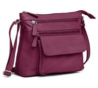 Designer Genuine Real Nappa Leather Handmade Women Ladies Travel Satchel Everyday Crossover Cross body Work Shoulder Handbag Bag (Burgundy)