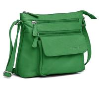 Designer Genuine Real Nappa Leather Handmade Women Ladies Travel Satchel Everyday Crossover Cross body Work Shoulder Handbag Bag (Green)
