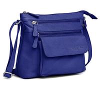 Designer Genuine Real Nappa Leather Handmade Women Ladies Travel Satchel Everyday Crossover Cross body Work Shoulder Handbag Bag (Blue)