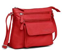 Designer Genuine Real Nappa Leather Handmade Women Ladies Travel Satchel Everyday Crossover Cross body Work Shoulder Handbag Bag (Red)