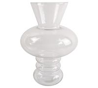 35cm Bubble Clear Glass Vase Large Leaf White One Size