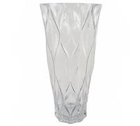 Designer Glass Vases, 35cm Ridged Clear