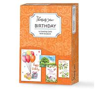 Designer Greetings Faithfully Yours Inspirational Birthday Boxed Card Assortment, Birthday Bounty with Biblical Scripture Verses (Box of 12 Greeting Cards with Envelopes), Orange Birthday