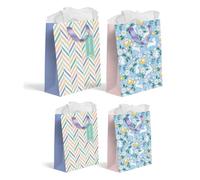 Designer Greetings Glitterwrap Easter Gift Bags, Hop into Spring (Pack of 4 with Hang Tags) - Perfect for Easter Egg Hunting, Spring Birthdays, Classroom and Work Celebrations, Friends, Family & Kids