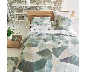 Designer Guild Printed Duvet Cover in Cotton Percale - Modern Geo Pewter, 200 x 200 cm