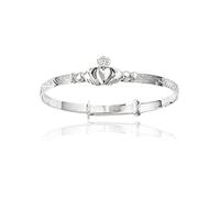 Designer Inspirations Boutique 3MM Wide 3D Irish Claddagh Design Expanding/Expandable/Adjustable Bangle Bracelet for Baby/Child/Children - 925 Sterling Silver - Size: BABY (Small)