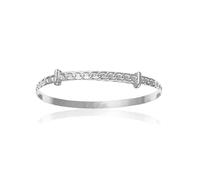 Designer Inspirations Boutique 4MM Wide Engraved/Embossed Chain Links Pattern Expanding/Expandable/Adjustable Bangle Bracelet for Baby/Child/Children/Women - 925 Sterling Silver - Size: WOMENS