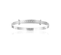 Designer Inspirations Boutique 4MM Wide Engraved/Embossed Greek Key Pattern Expanding/Expandable/Adjustable Bangle Bracelet for Baby/Child/Children/Women - 925 Sterling Silver - Size: WOMEN