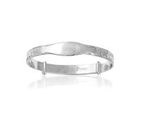 Designer Inspirations Boutique 5MM Wide Engraved/Embossed Teddy Bear Pattern Expanding/Expandable/Adjustable ID Bangle Bracelet for Baby/Child/Children - 925 Sterling Silver - Size: BABY (Small)