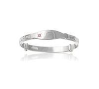 Designer Inspirations Boutique 5MM Wide Pink Cubic Zirconia (CZ) Set Expanding/Expandable/Adjustable ID Bangle Bracelet for Baby/Child/Children - 925 Sterling Silver - Size: BABY (Large)