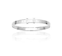 Designer Inspirations Boutique 'ABC 123' 4MM Wide Numbers & Alphabet Design Expanding/Expandable/Adjustable Bangle Bracelet for Baby/Child/Children/Girl - 925 Sterling Silver - Size: BABY (Medium)