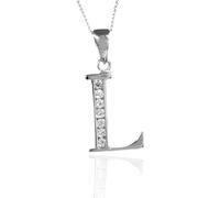 Designer Inspirations Boutique Alphabet/Initial Letter Sterling Silver Pendant Necklace With Sparkly CZ Stones - On 18" Inch/46cm Chain