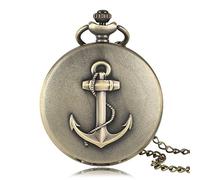 Designer Inspirations Boutique Anchor Symbol of Stability, Strength & Hope Brushed Bronze Effect Antiqued/Vintage Case Quartz Pocket Watch Necklace - On 32" Inch / 80cm Chain