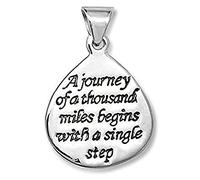Designer Inspirations Boutique Chinese Proverb Pendant WITHOUT Chain with Inscription: A Journey of a Thousand Miles Begins with a Single Step for Women - 925 Sterling Silver