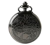 Designer Inspirations Boutique DR WHO Black Effect Retro/Vintage Case Full Hunter Mens/Boys Quartz Pocket Watch Necklace - On 32" Inch/80cm Chain