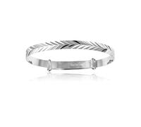 Designer Inspirations Boutique Engraved/Embossed Repeat Pattern Expanding/Expandable/Adjustable Bangle Bracelet for Baby/Child/Children/Women - 925 Sterling Silver - Childrens Jewellery