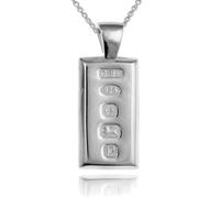Designer Inspirations Boutique MENS Feature Hallmark Solid Ingot Pendant on 20" Inch Silver Chain Necklace for Men Boys - Engravable - 925 Sterling Silver