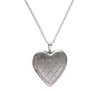 Designer Inspirations Boutique Quilted Design Sterling Silver Heart Locket - On 16" Inch Chain - Engravable