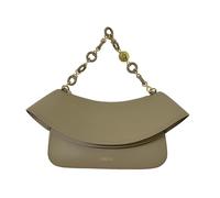 Designer-Inspired Leather Handbag for Women-Detachable Donut Chain & Tubular Strap-Multi-Way Carry Shoulder Bag (10.2in)(Grey)
